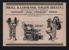 HAGEN, Werbung 1925, Proll & Lohmann Maschinen-Fabrik Exzenterpressen Scheren