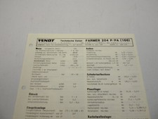 Fendt Farmer 204 P PA 166 Werkstatt Datenblatt Anzugswerte Technische Daten 1987