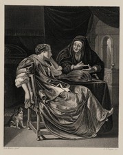 PAYNE (*1812) nach MIERIS (*1635), Die Wahrsagerin, Sst. Barock Genre 1800-1849