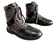 DIESEL BOOTS, MILITARY, SCHWARZES LEDER UND GRAU/BLAUER CANVAS, GR 41 SEHR SCHÖN