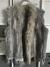 Kaninchen Weste Echtpelz Fell Grau Silber Weiß M L 38 40