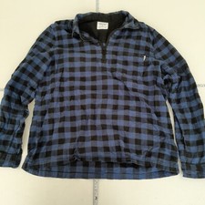 SHORE LEAVE Hemd Large blau kariert Herren Flanell Overshirt Zip Pullover Zim...