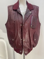 Rare Charles Chevignon Paris Lederweste bordeaux S/M Vintage 90er Aviator Bomber