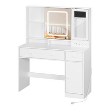 Schminktisch Frisiertisch mit LED Beleuchtung Spiegel Schrank 2 Schubladen Weiß