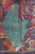 CODELLO Nicki-Tuch kleines Carré Paisley zyclam 100% Seide rolled edges 53× 53cm