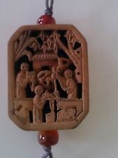 Antik Feine Holz Miniatur Schnitzerei Glücksbringer 19 jh.aus China Anhänger