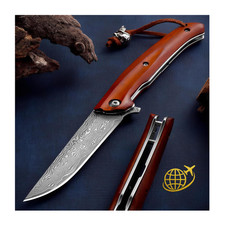 Damast Taschenmesser Holzgriff
