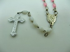 Rosenkranz - rosa - weiss - Länge ca. 41 cm - Buntmetall (R55)