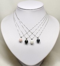 Damen, Silber 925 er Kette & Muschelkern Perlen-Anhänger Neu 1 Stück mit Stempel