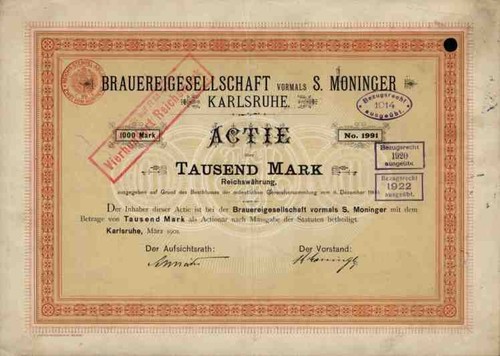 Brauerei moninger ag - brauerei, 1901