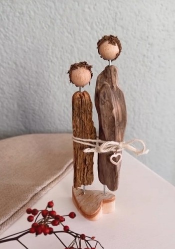 Holzskulptur paar mit - holzskulptur,