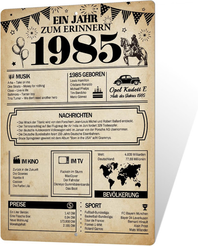 Blechschild wandschild 1985 - wandschild,
