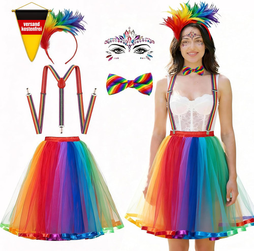 Regenbogen tüllrock damen - tüllrock,