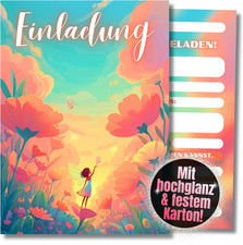 Feen Einladungskarten Kindergeburtstag Mädchen - 12 Stück - DIN A6 (10,5 cm x 14