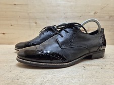 TAMARIS DAMEN DERBY BUDAPESTER BROGUES ECHTLEDER HALBSCHUHE GR:39 UK:6 SCHWARZ