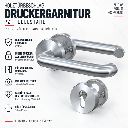 Edelstahl drückergarnitur - edelstahl,