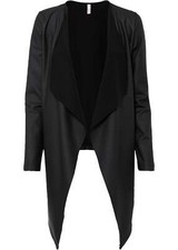 Neu Leder-Imitat Cardigan Gr. 36/38 Schwarz Damen Jacke Mantel Blazer Poncho