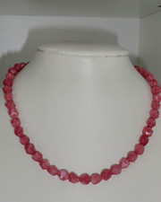 Damen KETTE COLLIER Ø 8 mm facettiert Rhodochrosit, L. 41 cm, 925, Neu