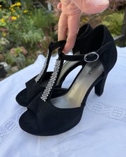 Tolle sexy Catwalk Fesselrimchen Sandalen Gr.37 schwarz Glitzer neuw. 👍