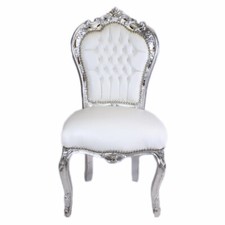 Barockstuhl Stuhl Weiß Silber
