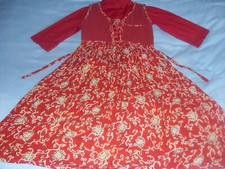 rotes Kleid Trägerkleid  Trachtenkleid Landhauskleid + Bluse Gr. 140 /158