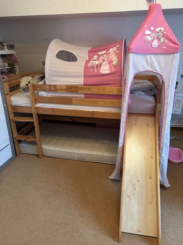 Kinder hochbett holz stoff mit - holz/stoff,