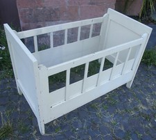 Vintage Kinderbett Massivholz geweißt Babybett Wiege 
