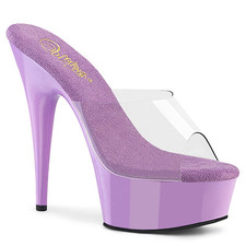 DELIGHT-601 Pleaser erotische Damen High-Heels Plateaupantoletten klar lavendel