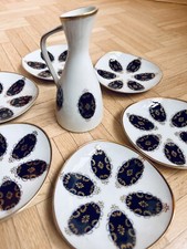 Porzellan-Set  Volkstedt 1762 - Echt Kobalt - Vase und 6 Kleine Teller