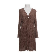 Dünnes Stiefel Kleid Rayon braun mit Muster Gr. 42-44 Ethno Boho