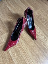 High Heels 36, Pumps rot mit Schnallen und Silberabsatz, getragen, für Sammler