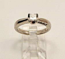 Pt.900 0,29ct Princess Cut Diamant 0,18tcw Baguette Seitendiamanten Ring Größe 6