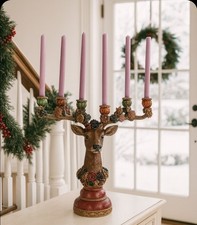 Kerzenständer Kandelaber Hirsch Geweih Büste Blüten Jagd 51x21x50cm Clayre & Eef