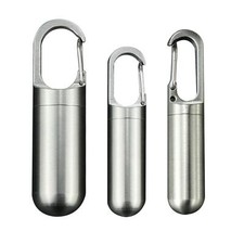 Edelstahl-Pillendose mit Schlüsselring - Kompakt für Geldbörse & Camping