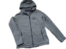 Jack Wolfskin Jacke, Strick graubraun mit Kapuze Gr. L,   kuschelige Innenseite