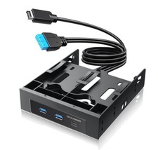 Frontpanel USB-HUB Einbaurahmen 2,5" SSD 3,5" HDD in 5,25 Zoll PC Schacht 20Gbps