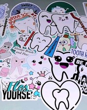 50 Zahn Aufkleber Zähne putzen Zahnarzt Sticker Stickerbomb DIY Geschenk (H6)