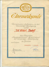 Alte EhrenUrkunde zum