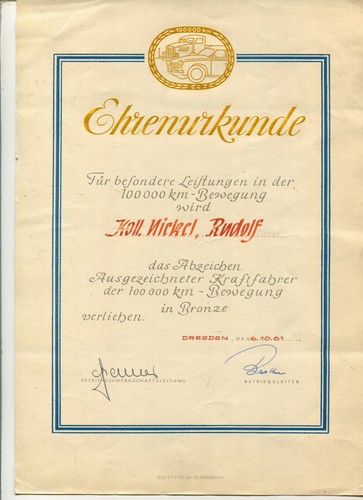 Alte ehrenurkunde zum - alte,