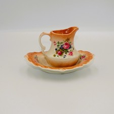 Vintage Krug & Schale Made in England Mini Waschset Porzellan Blumen Deko (1034)