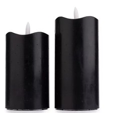 ELAMBIA 2 LED-Kerzen Fiberglas-Effekt Flamme Luma, Timer Höhe 12,5cm & 15cm