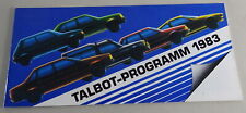 Preisliste Talbot Samba / Cabrio, Horizon, Solara, Tagora, Murena, Rancho 1983