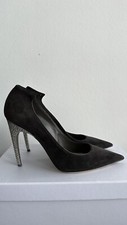 Christian Dior Flash High Heels pumps vintage Grau Wildleder 40 Strass 10cm