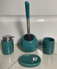 4er Set Bad Accessoires WC Garnitur Blau