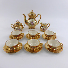Mokkaservice für 6 Personen Waldershof Bavaria Handarbeit 22 Karat Gold