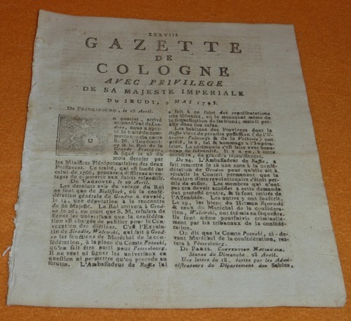 Gazette cologne 1793 anti - cologne,
