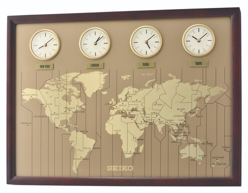 Seiko holz weltzeit wanduhr - holz,