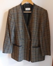 Damenkostüm mit Wollanteil Gr. 42 von - delmod - grau braun gemustert