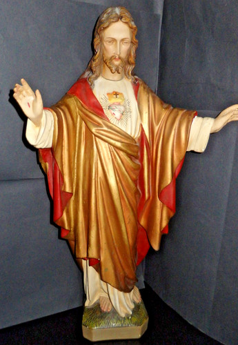 Christusfigur herz jesu gips - christusfigur,