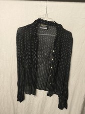 Bluse Transparent Schwarz Weiß Punkte L